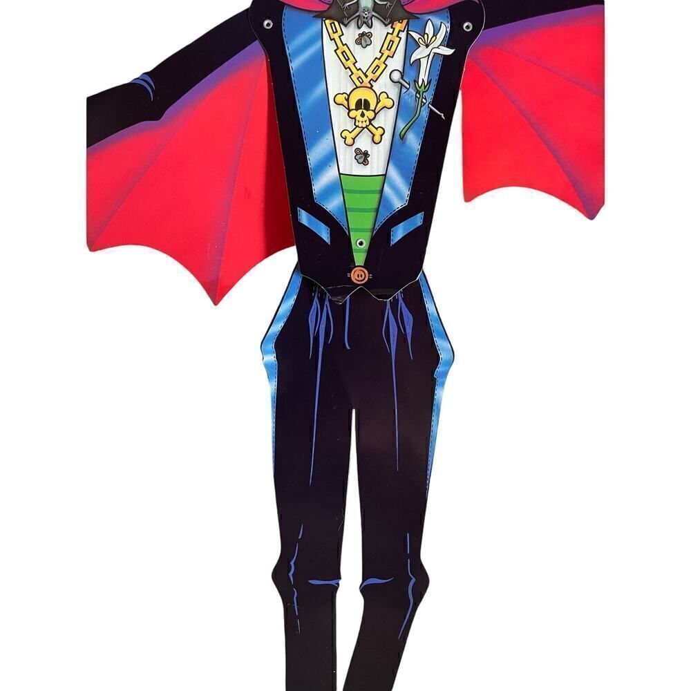 Vtg Beistle Diecut Dracula Halloween 36" Jointed Paperboard Cutout 1990 Spooky